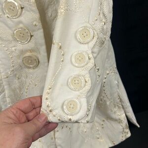 Elegant Cream Women's Blazer with Button Detailing